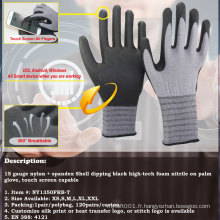 NMSAFETY Nouveau noir high-tech mousse nitrile palm écran tactile mécanique gants de travail